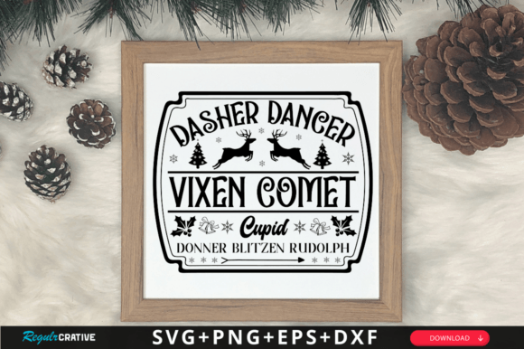Dasher Dancer Vixen Comet Cupid Svg PNG Graphics and Crafts