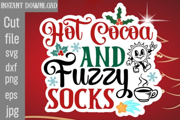 Hot Cocoa and Fuzzy Socks SVG Cut File: Graphics for Crafts