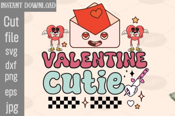 Valentine Cutie Retro PNG Sublimation for Graphics and Crafts